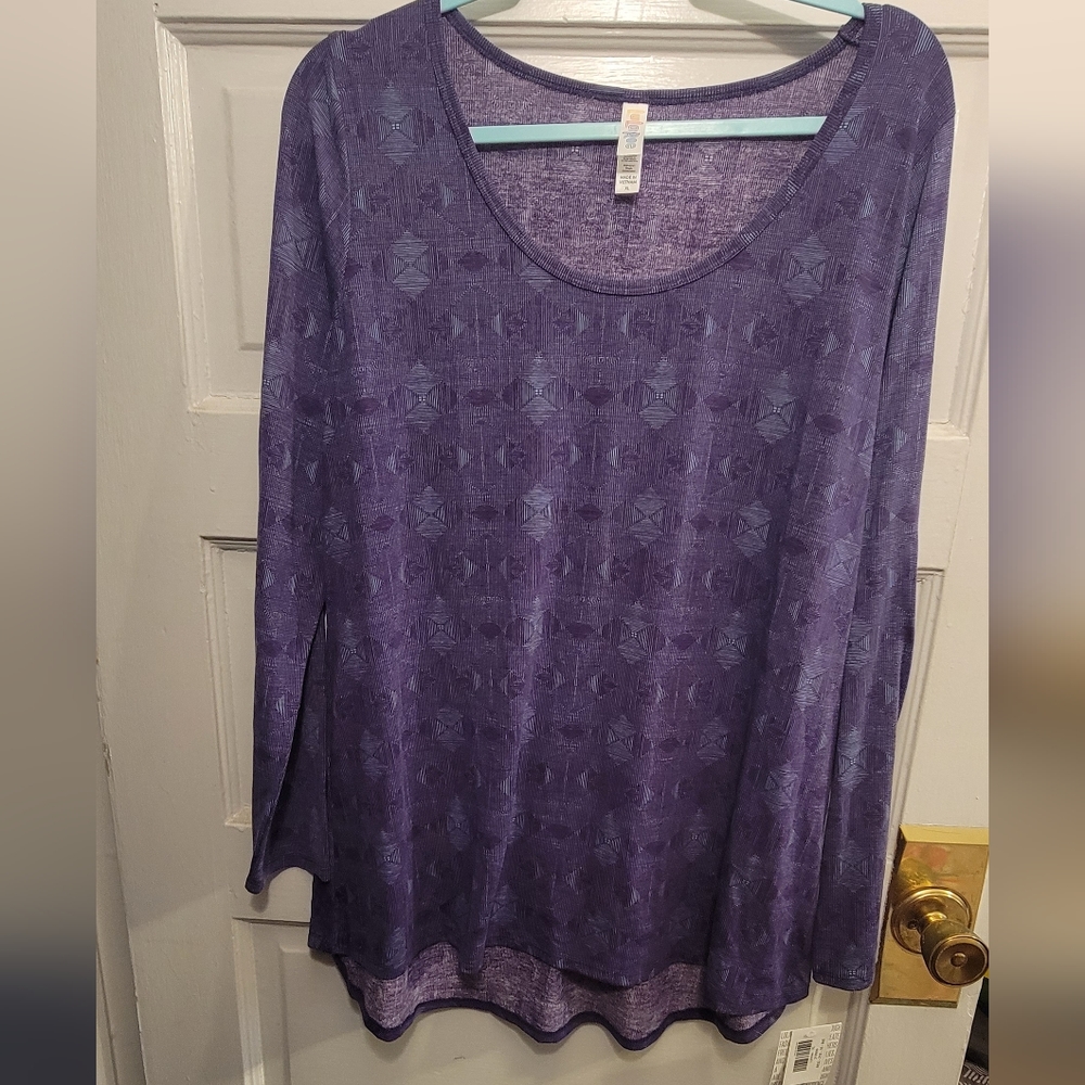 LuLaRoe Purple Blue Geometric Pattern Lynnea